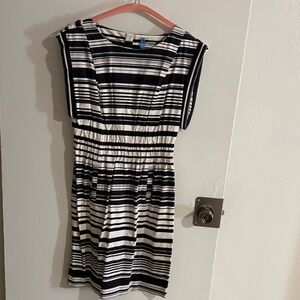 Calvin Klein Black and White Striped Midi Dress